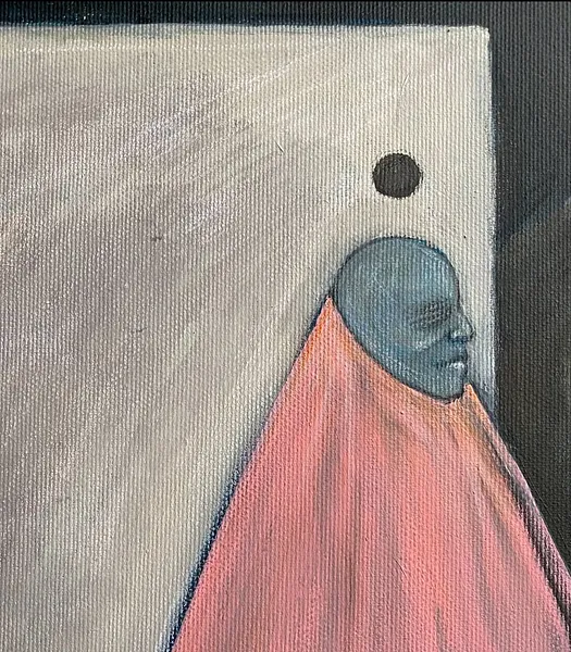 Image of A Pilgrim’s Premonition / Передчуття паломника by ABRA, size: 65x50 cm, made of canvas,acrylic,colored pencil, Painting medium, from Lviv, part of the Thresholds and omens series, priced at $600 Photo 5 of 6.