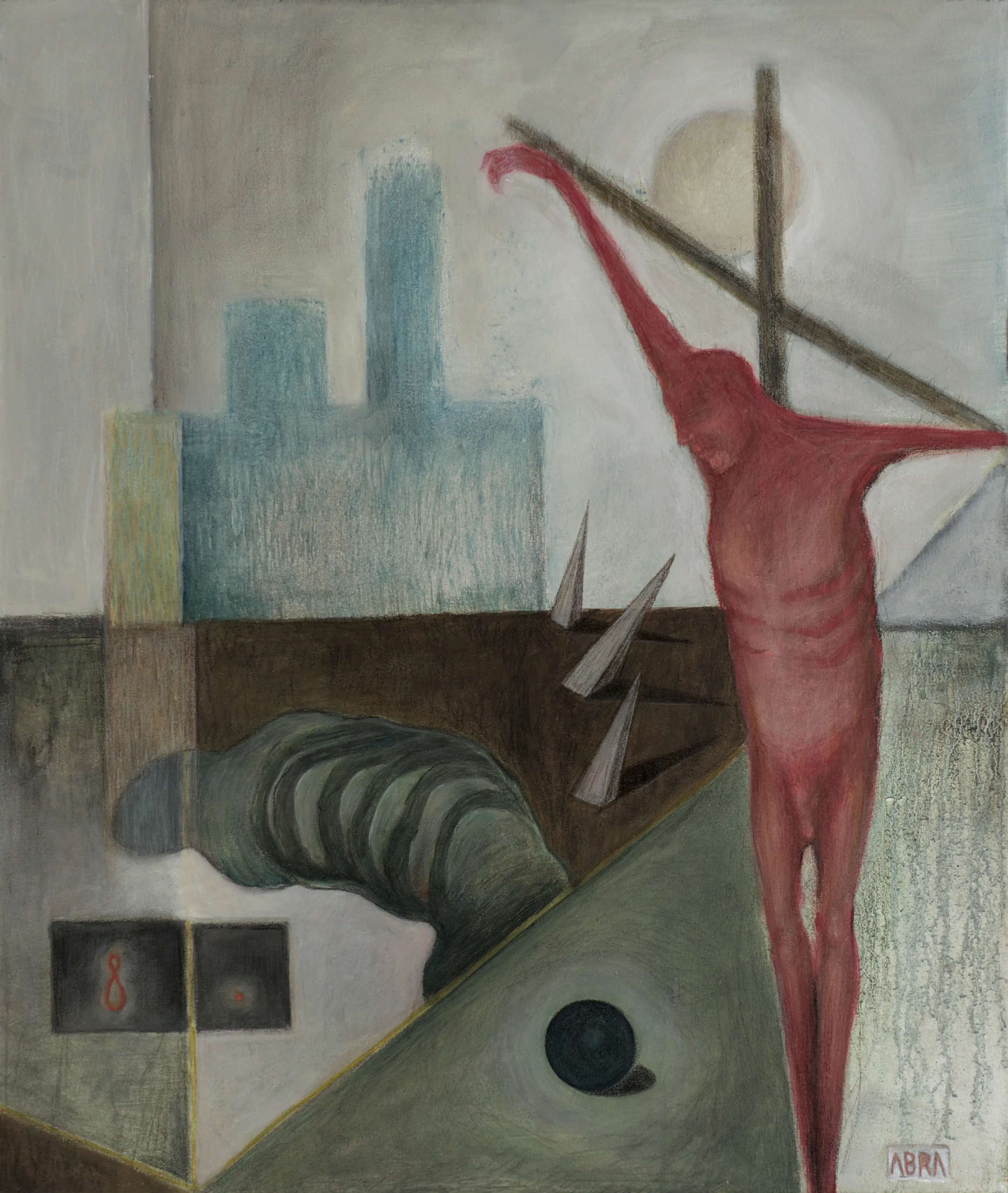 Image of Day by ABRA, size: 65 x 55 cm, made of canvas,acrylic,colored pencil, Painting medium, from Lviv, part of the Thresholds and omens series, priced at $400 Photo 1 of 5.