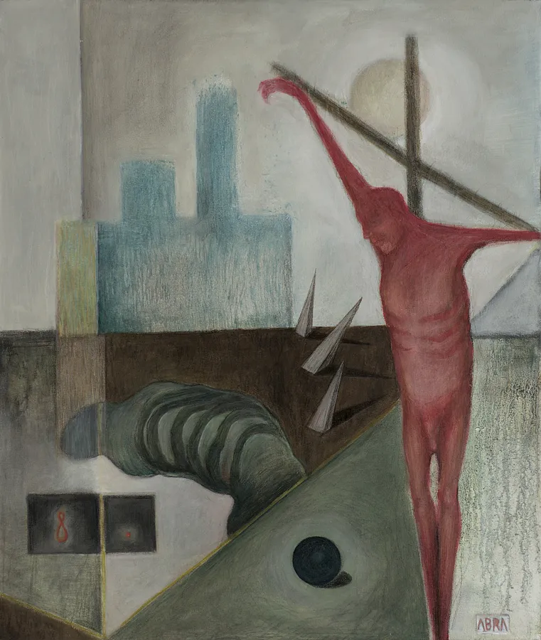 Image of Day by ABRA, size: 65 x 55 cm, made of canvas,acrylic,colored pencil, Painting medium, from Lviv, part of the Thresholds and omens series, priced at $400 Photo 1 of 5.