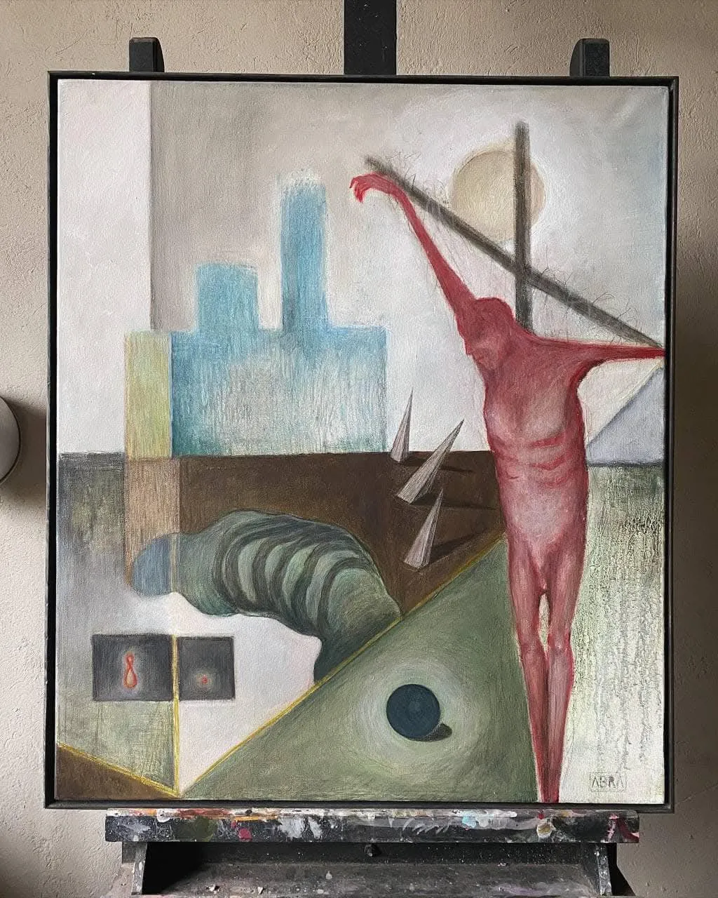 Image of Day by ABRA, size: 65 x 55 cm, made of canvas,acrylic,colored pencil, Painting medium, from Lviv, part of the Thresholds and omens series, priced at $400 Photo 4 of 5.