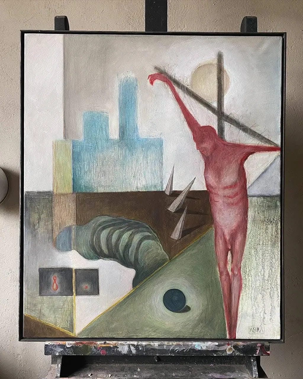 Image of Day by ABRA, size: 65 x 55 cm, made of canvas,acrylic,colored pencil, Painting medium, from Lviv, part of the Thresholds and omens series, priced at $500 Photo 4 of 5.