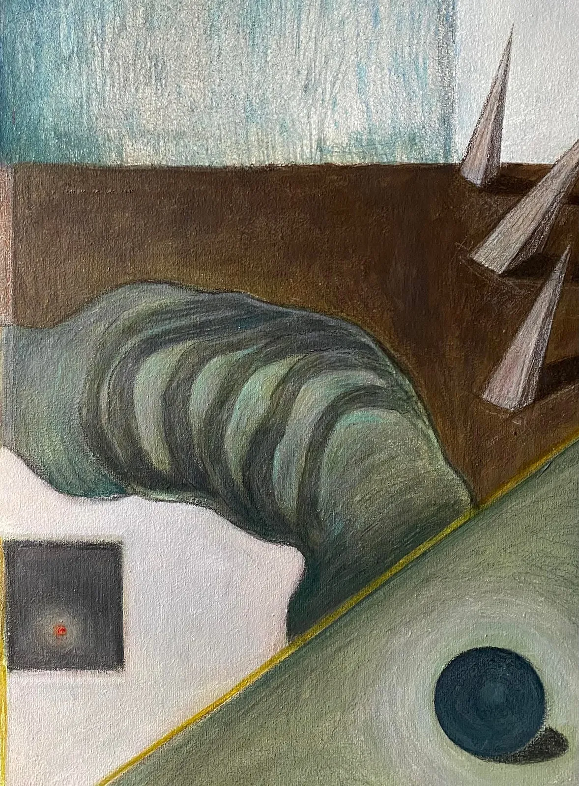 Image of Day by ABRA, size: 65 x 55 cm, made of canvas,acrylic,colored pencil, Painting medium, from Lviv, part of the Thresholds and omens series, priced at $500 Photo 5 of 5.