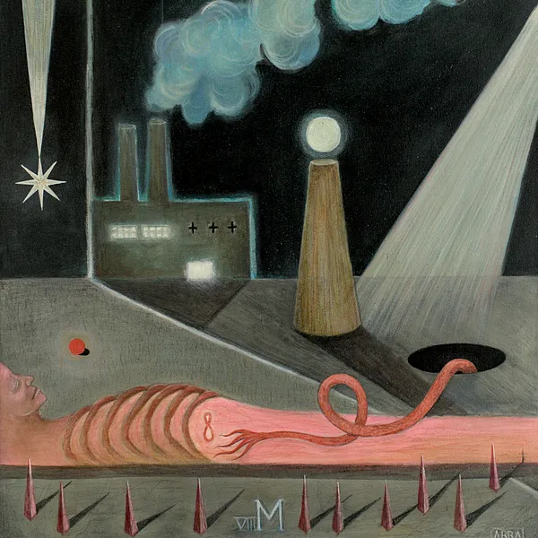 Image of Night / Ніч by ABRA, size: 65 x 55 cm, made of canvas,acrylic,colored pencil, Painting medium, from Lviv, part of the Thresholds and omens series, priced at $400