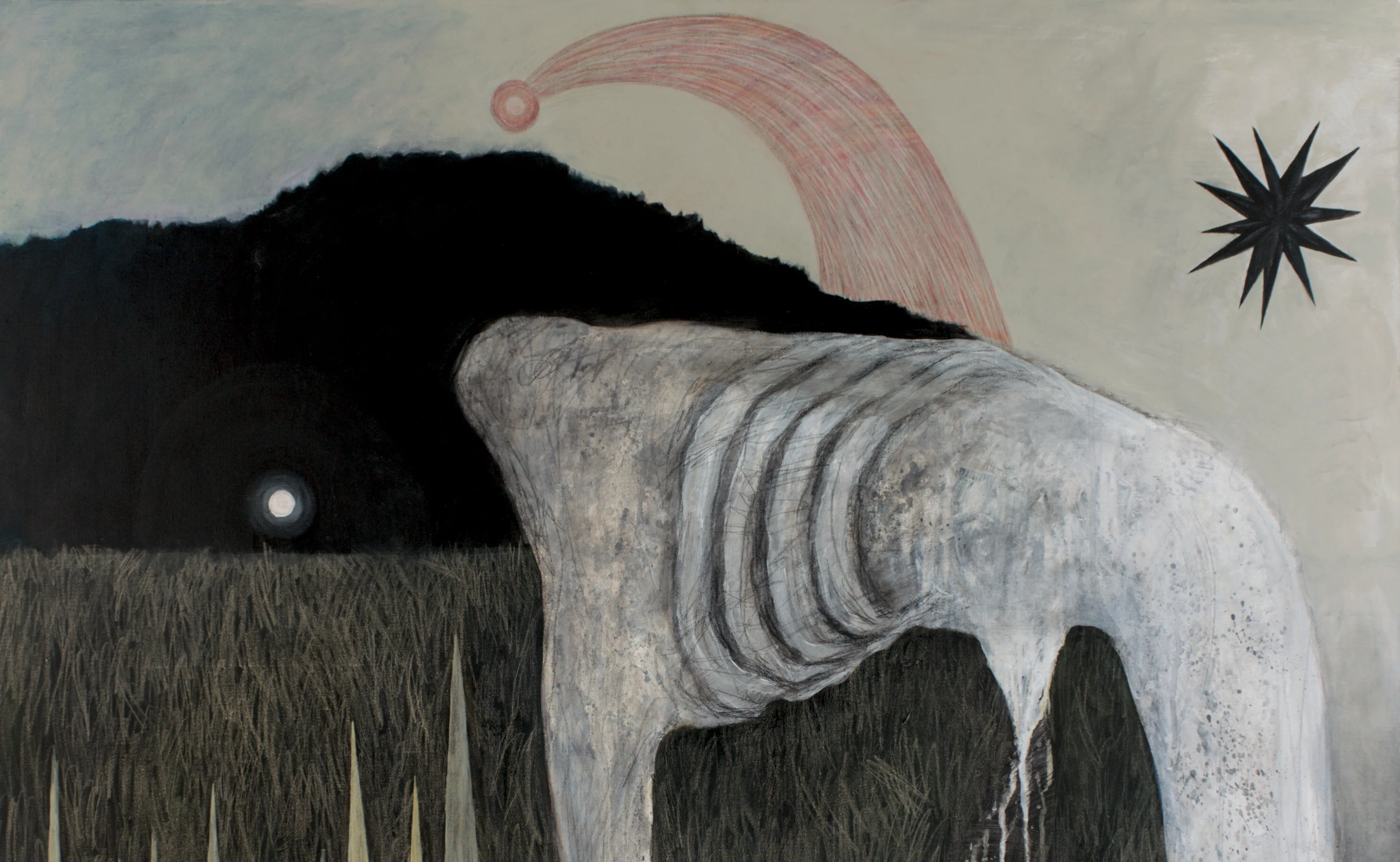 Image of Dawn / Світанок by ABRA, size: 90x90 cm, made of canvas,acrylic,colored pencil, Painting medium, from Lviv, Ukraine, part of the Architecture of presence series, priced at $750 Photo 2 of 4.