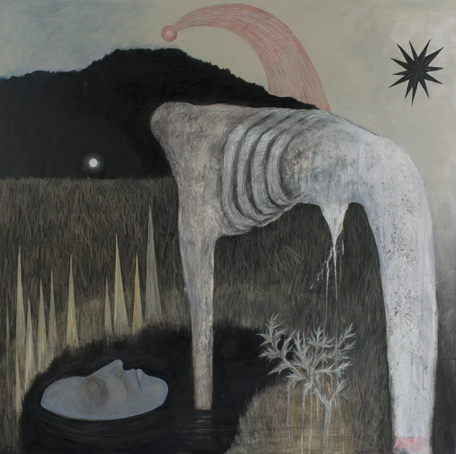 Image of Dawn  by ABRA, size: 90x90 cm, made of canvas,acrylic,colored pencil, Painting medium, from Lviv, Ukraine, part of the Architecture of presence series, priced at $850 Photo 1 of 4.
