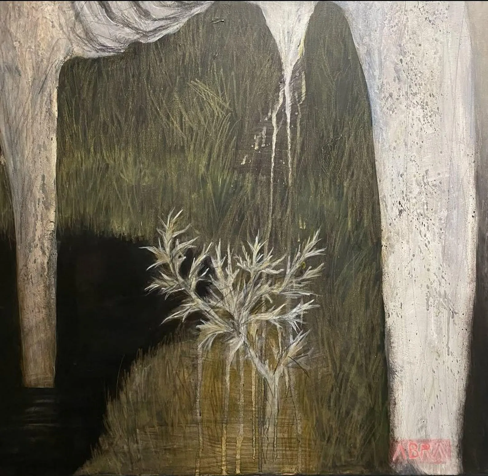 Image of Dawn  by ABRA, size: 90x90 cm, made of canvas,acrylic,colored pencil, Painting medium, from Lviv, Ukraine, part of the Architecture of presence series, priced at $850 Photo 3 of 4.