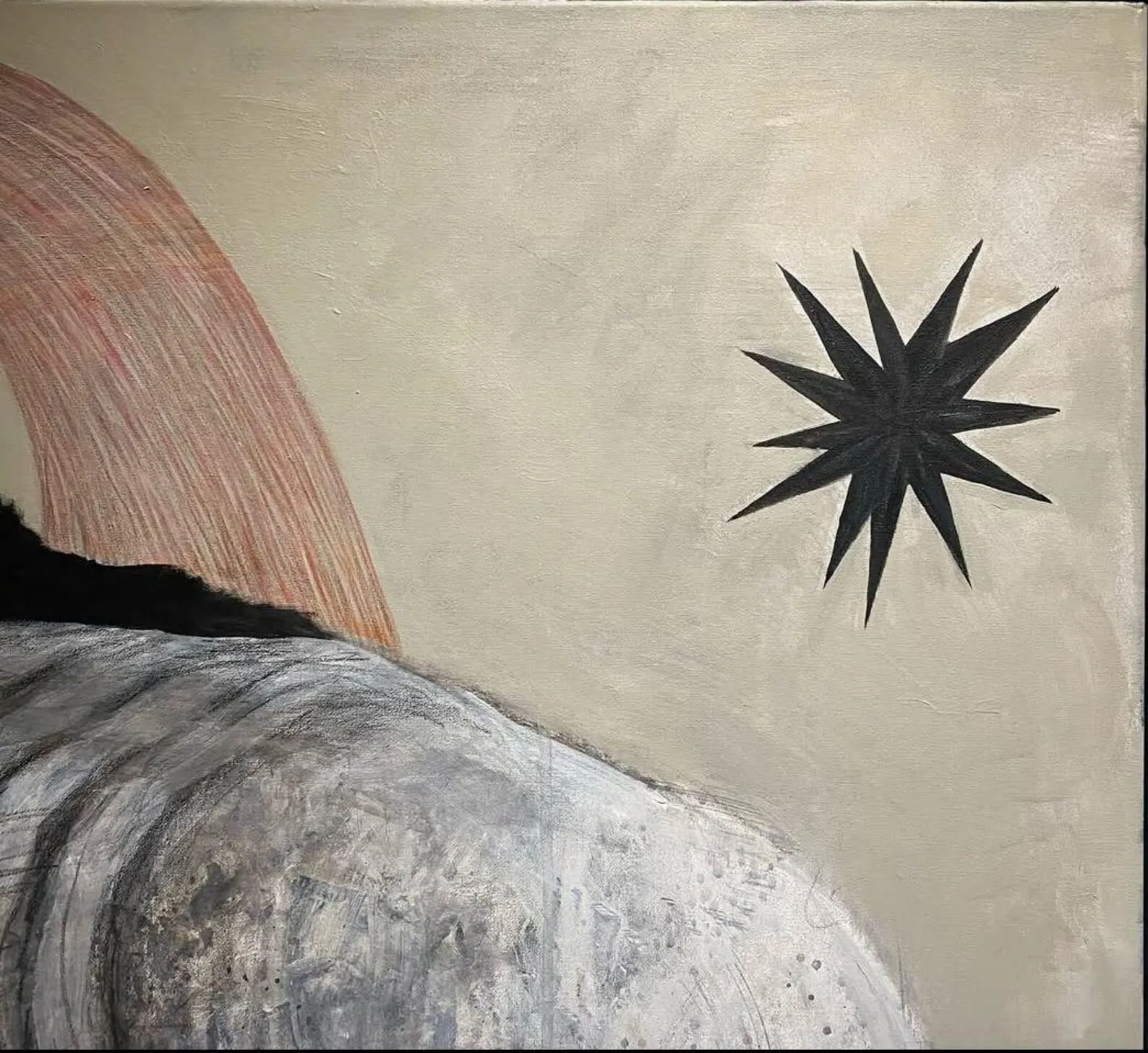 Image of Dawn / Світанок by ABRA, size: 90x90 cm, made of canvas,acrylic,colored pencil, Painting medium, from Lviv, Ukraine, part of the Architecture of presence series, priced at $750 Photo 4 of 4.