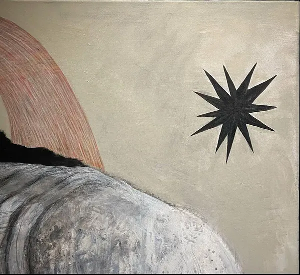 Image of Dawn / Світанок by ABRA, size: 90x90 cm, made of canvas,acrylic,colored pencil, Painting medium, from Lviv, Ukraine, part of the Architecture of presence series, priced at $750 Photo 4 of 4.