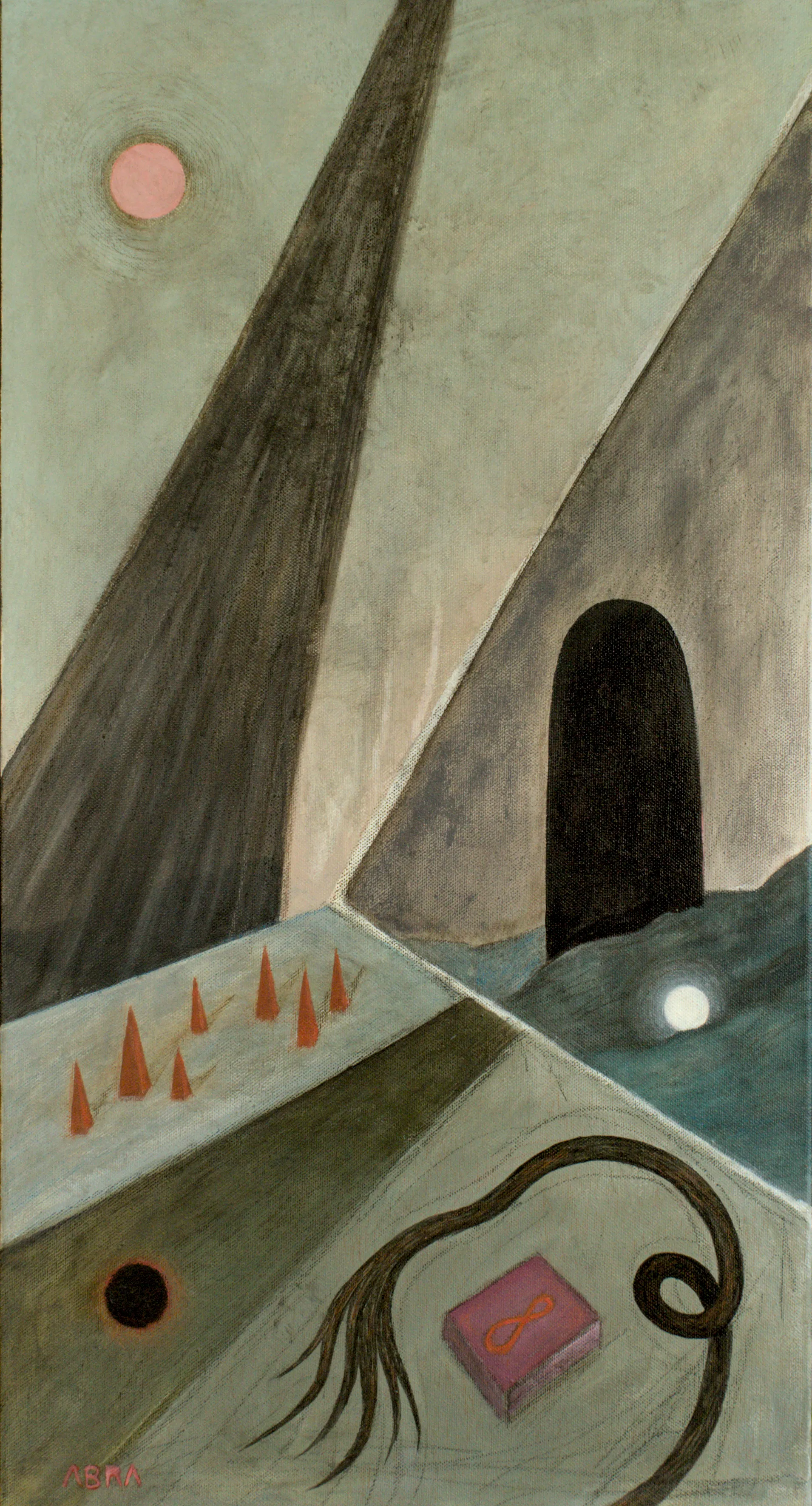 Image of Entry / Вхід by ABRA, size: 75x40cm, made of canvas,acrylic,colored pencil, Painting medium, from Lviv, Ukraine, part of the Thresholds and omens series, priced at $390 Photo 1 of 4.