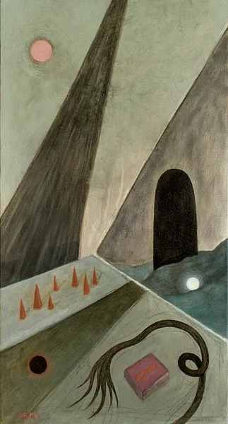 Image of Entry / Вхід by ABRA, size: 75x40cm, made of canvas,acrylic,colored pencil, Painting medium, from Lviv, Ukraine, part of the Thresholds and omens series, priced at $390 Photo 2 of 4.