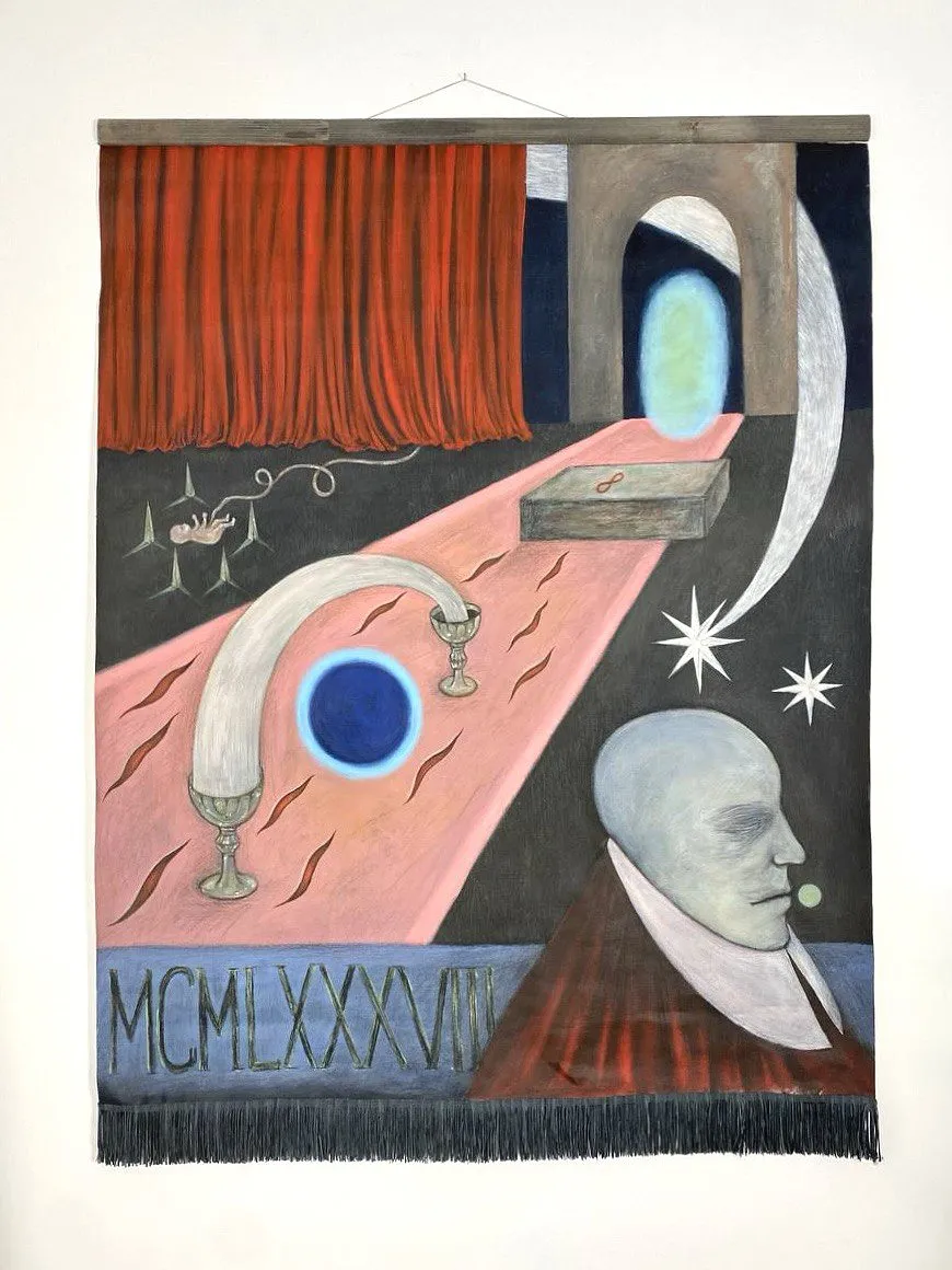 Image of Eternal wanderer  by ABRA, size: 130 сm x 101 cm, made of canvas,acrylic,colored peencil, Painting medium, from Lviv, Ukaine, part of the Thresholds and omens series, priced at $650 Photo 1 of 9.