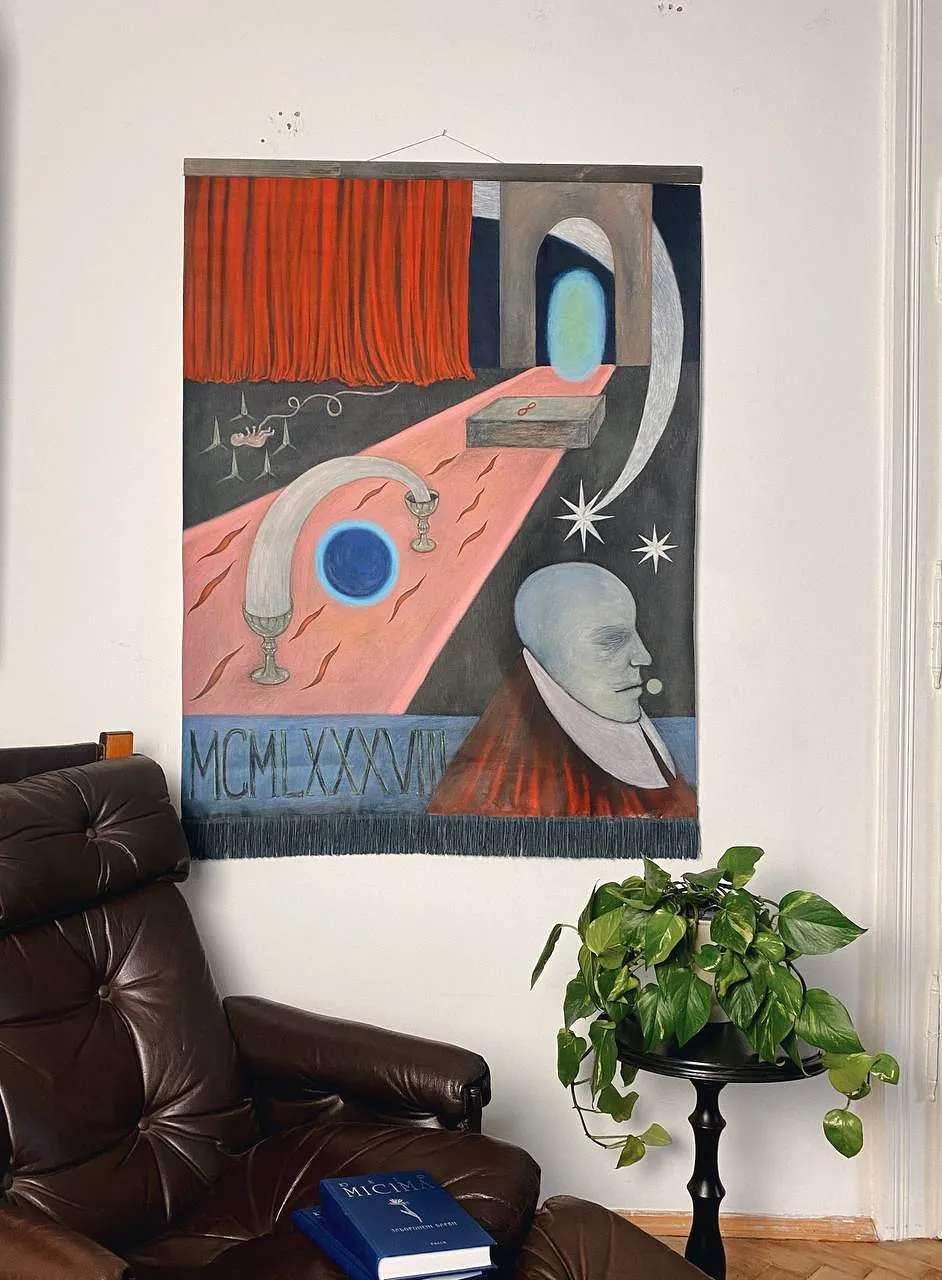 Image of Eternal wanderer  by ABRA, size: 130 сm x 101 cm, made of canvas,acrylic,colored peencil, Painting medium, from Lviv, Ukaine, part of the Thresholds and omens series, priced at $650 Photo 2 of 9.
