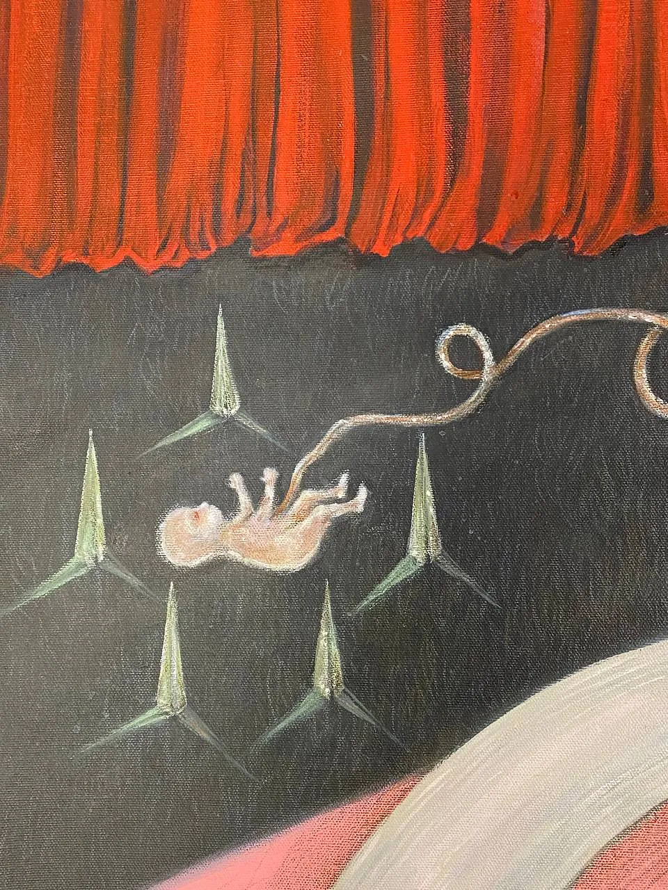 Image of Eternal wanderer  by ABRA, size: 130 сm x 101 cm, made of canvas,acrylic,colored peencil, Painting medium, from Lviv, Ukaine, part of the Thresholds and omens series, priced at $650 Photo 4 of 9.