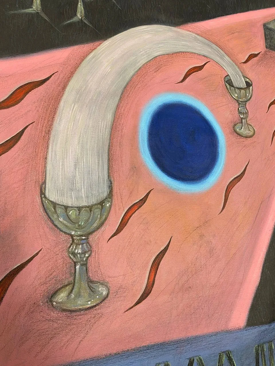 Image of Eternal wanderer  by ABRA, size: 130 сm x 101 cm, made of canvas,acrylic,colored peencil, Painting medium, from Lviv, Ukaine, part of the Thresholds and omens series, priced at $650 Photo 7 of 9.