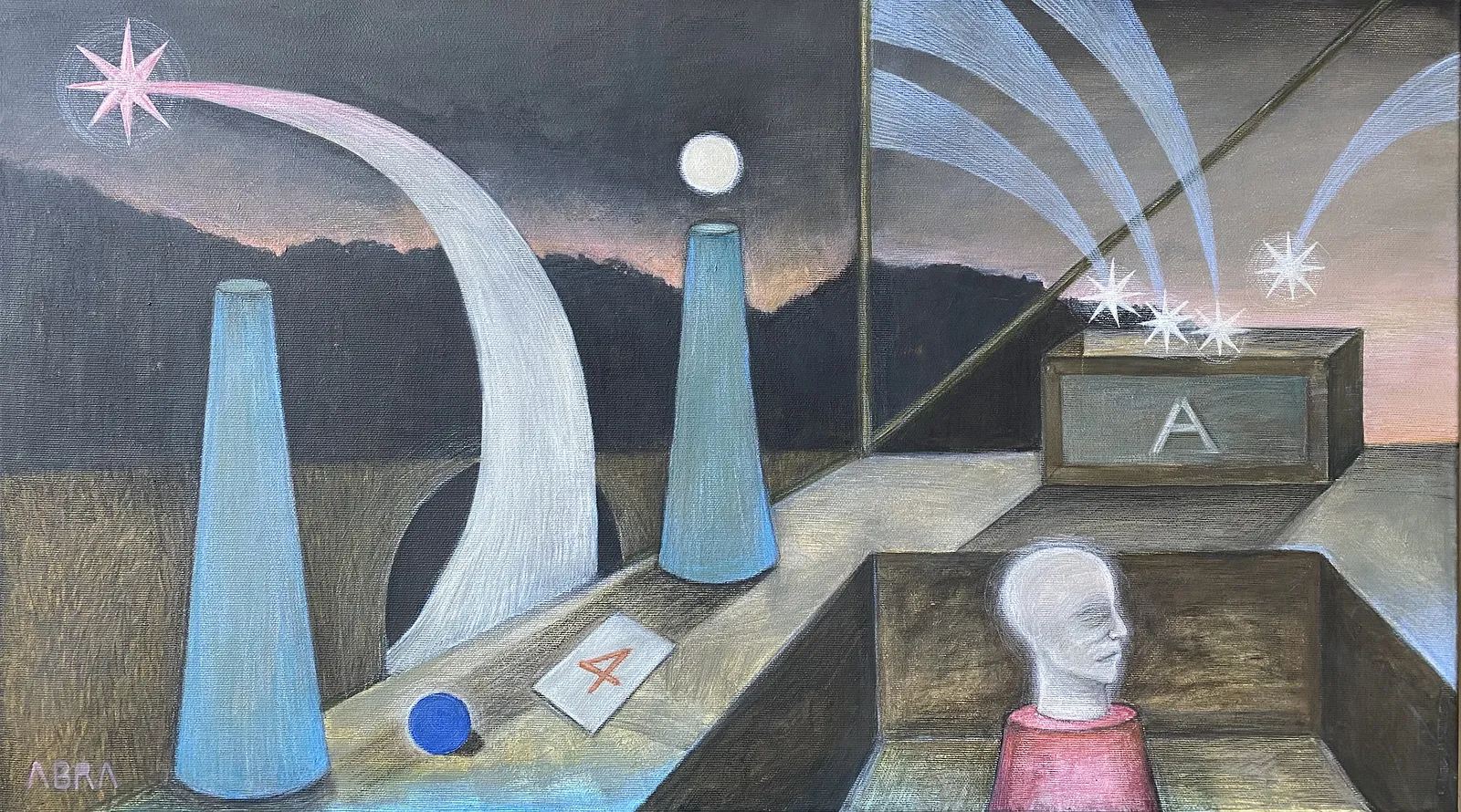 Image of Extended dream  by ABRA, size: 70x40cm, made of canvas,acrylic,colored pencil, Painting medium, from Lviv, Ukraiine, part of the Thresholds and omens series, priced at $650 Photo 5 of 5.