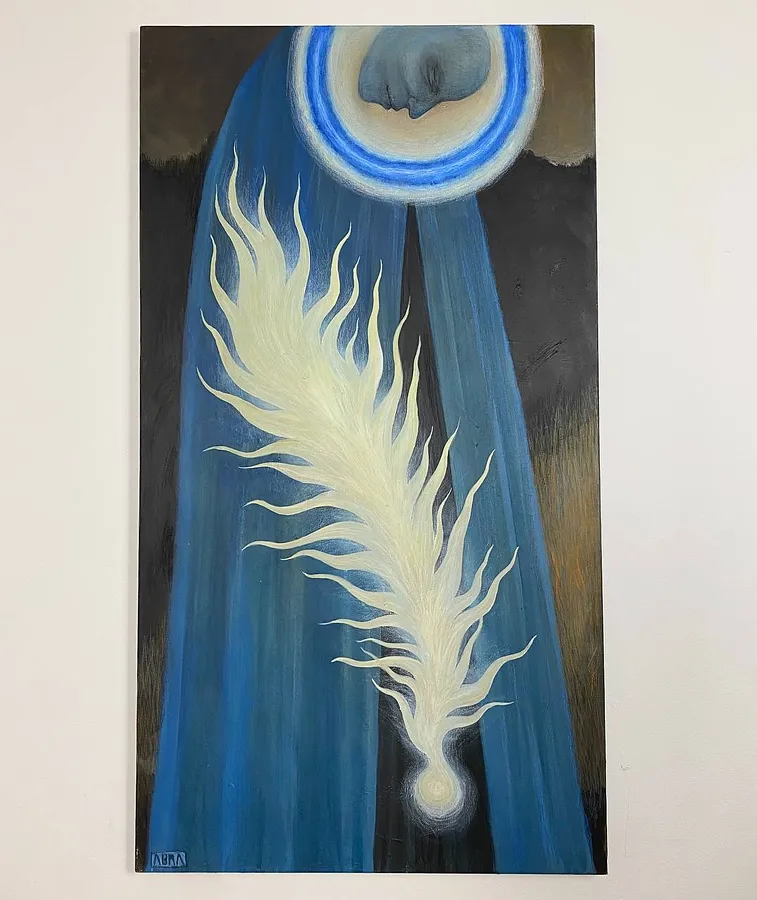 Image of Metanoia by ABRA, size: 110 x 60, made of canvas,acrylic,colored pencil, Painting medium, part of the noesis series